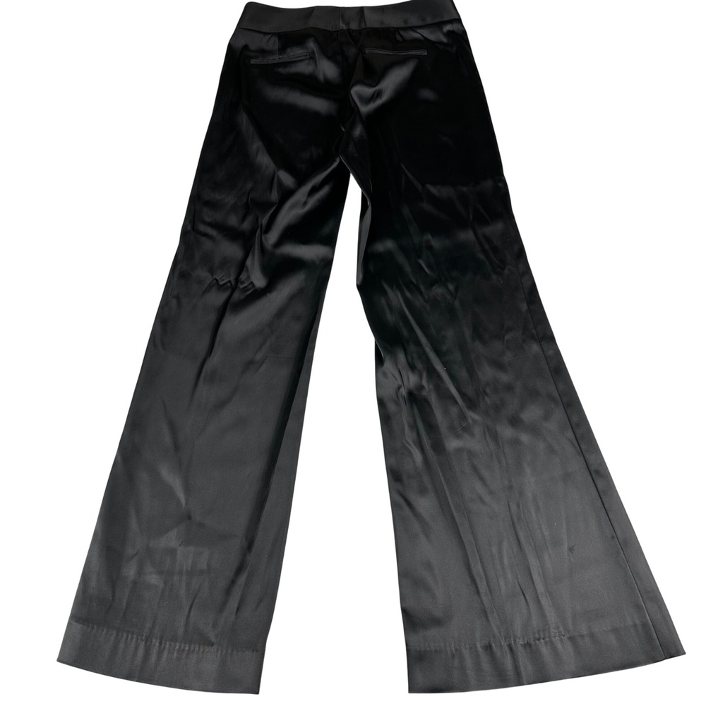 Antonio Melani Trousers Women 4 Black Satin Wide Leg Dress Pants Quiet Luxury - Picture 2 of 6